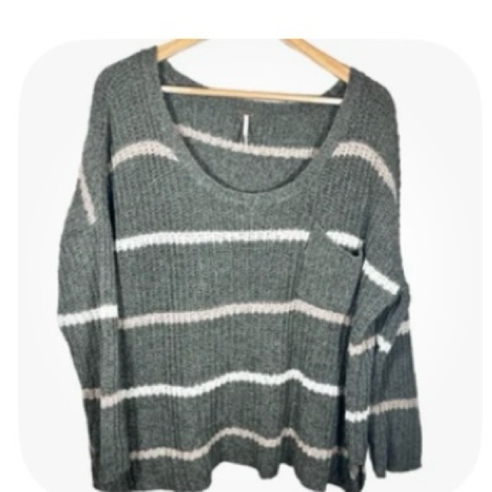 Free People Greenwich Striped Long Sleeve Knit Pullover Sweater size L